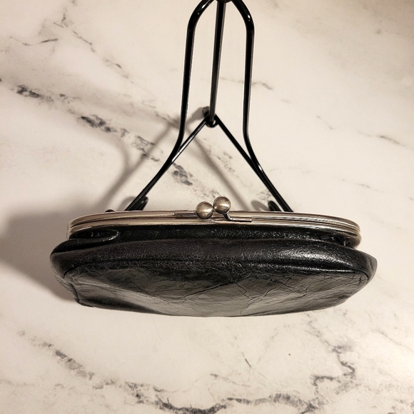 HOBO The Original VTG Black Leather Makeup Bag With Mirror & Kisslock Fastener - Picture 3 of 7